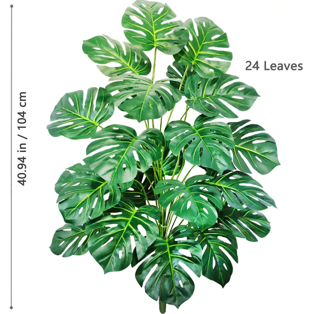 40-103cm /40.5in Artificial Monstera Plants Fake Palm Tree Plastic Turtle Leaves Green Tall Plants For Home Garden Room Decor