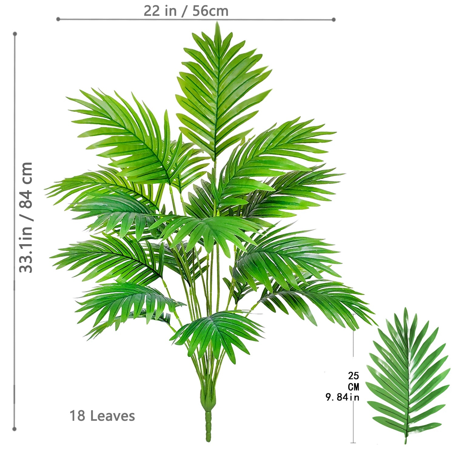53-123cm  Artificial Palm Tree Tropical Fake Plant Green Plastic Palm Leaf Branches Suitable for Home Garden Decoration