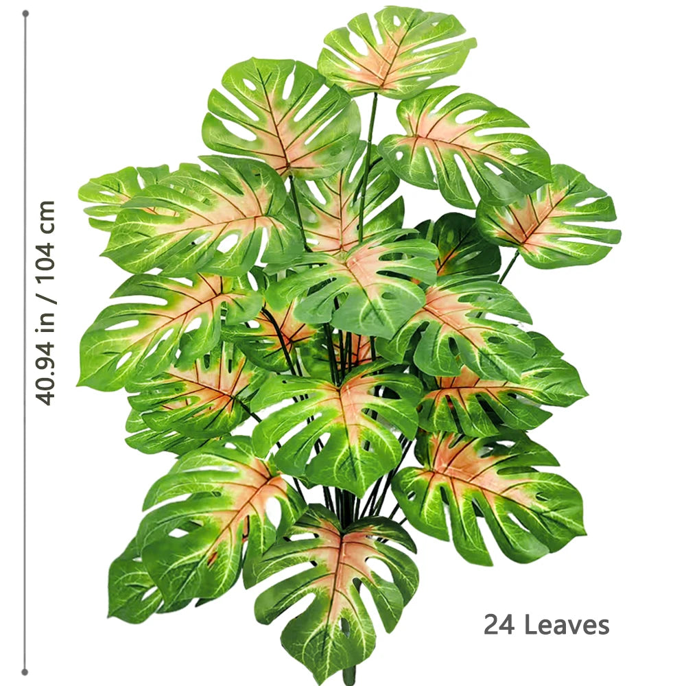 40-103cm /40.5in Artificial Monstera Plants Fake Palm Tree Plastic Turtle Leaves Green Tall Plants For Home Garden Room Decor