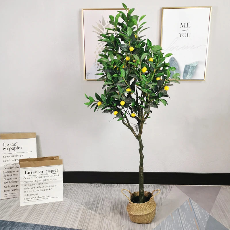 Artificial Lemon Simulation Plant, Plastic Bonsai, Potted Plant, Indoor Decoration, Living Room, Home