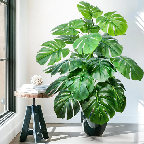 40-103cm /40.5in Artificial Monstera Plants Fake Palm Tree Plastic Turtle Leaves Green Tall Plants For Home Garden Room Decor