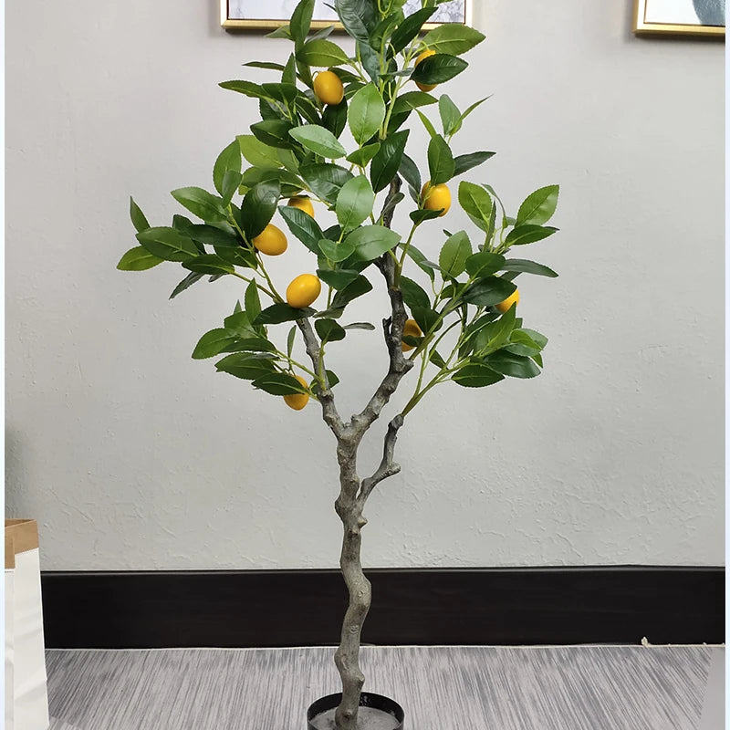 Artificial Lemon Simulation Plant, Plastic Bonsai, Potted Plant, Indoor Decoration, Living Room, Home