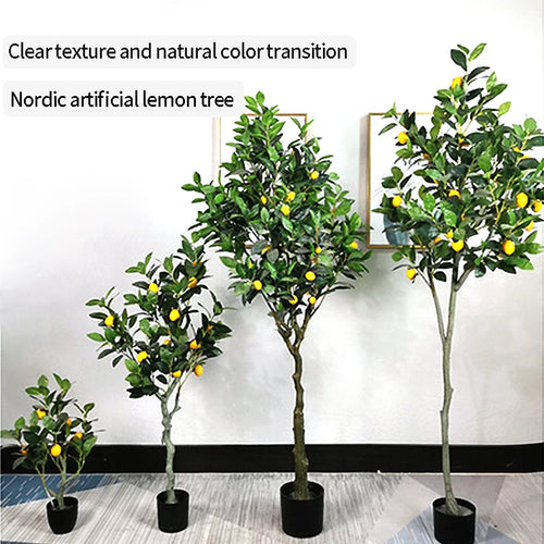 Artificial Lemon Simulation Plant, Plastic Bonsai, Potted Plant, Indoor Decoration, Living Room, Home