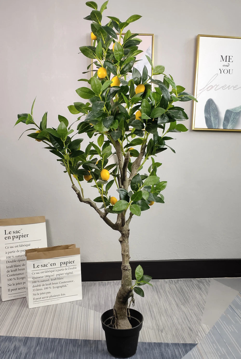 Artificial Lemon Simulation Plant, Plastic Bonsai, Potted Plant, Indoor Decoration, Living Room, Home
