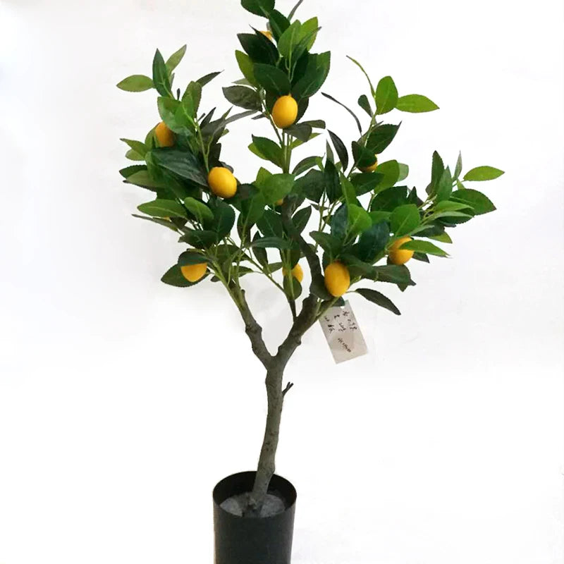 Artificial Lemon Simulation Plant, Plastic Bonsai, Potted Plant, Indoor Decoration, Living Room, Home